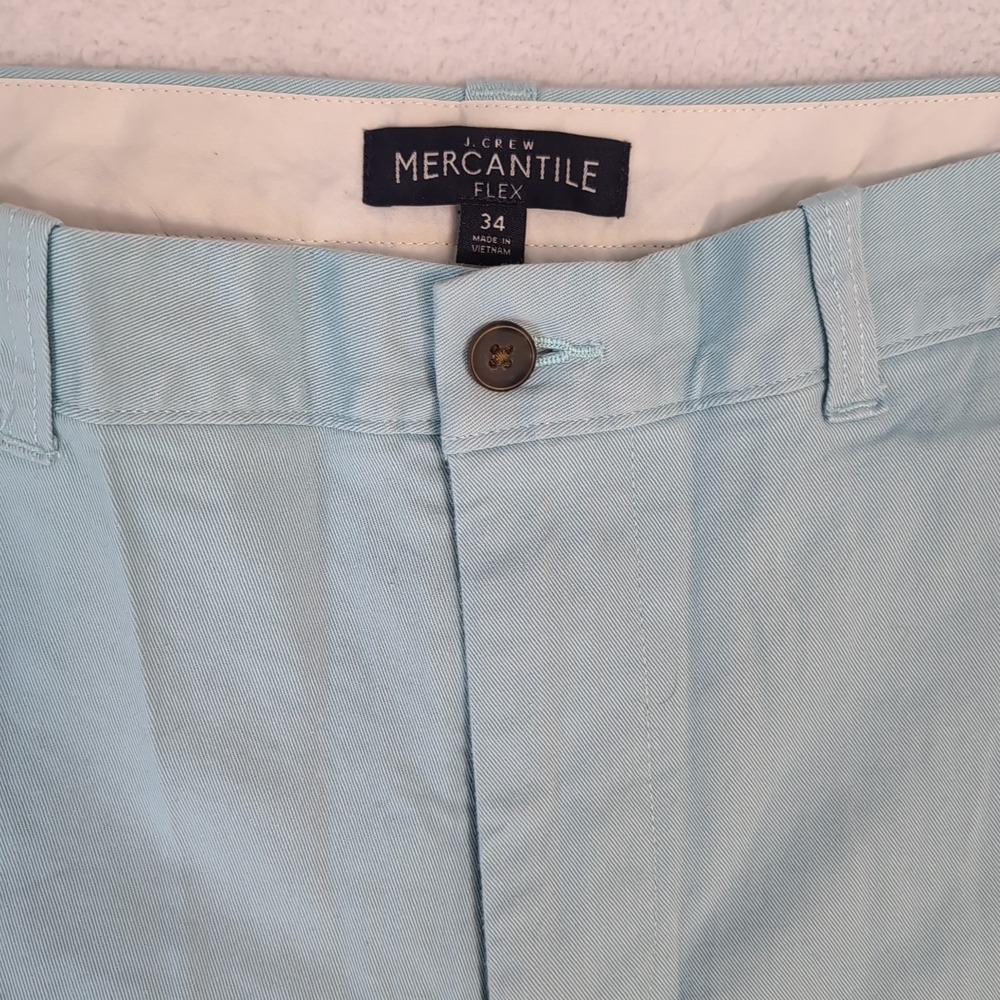 NEW J. Crew Flex Mercantile Men's 10-Inch Inseam 34 Aqua Blue‎ Stretch